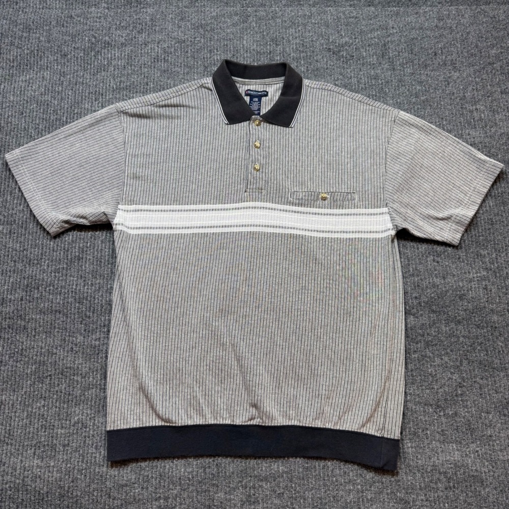 Vintage Knights Bridge‎ Large Knit Polo Shirt Textured Pocket 90s Grandpa Core